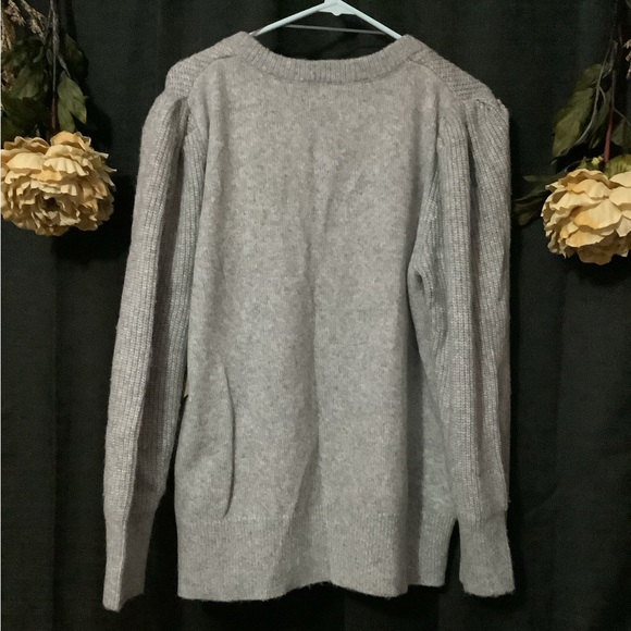 Frye & Co Heather Grey Knit Pullover Sweater Size XL Puff Shoulder NWT - Picture 7 of 7